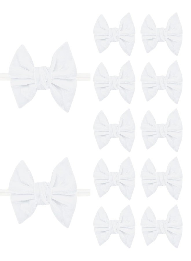 Meseey Velvet Ribbon Bows with Twist Ties, 4 Inches, Pre-Tied Christmas Decorative Bows, 12 Pack (White) - Image 1